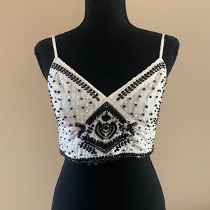 Free People beaded embroidered crop cami. Small.
